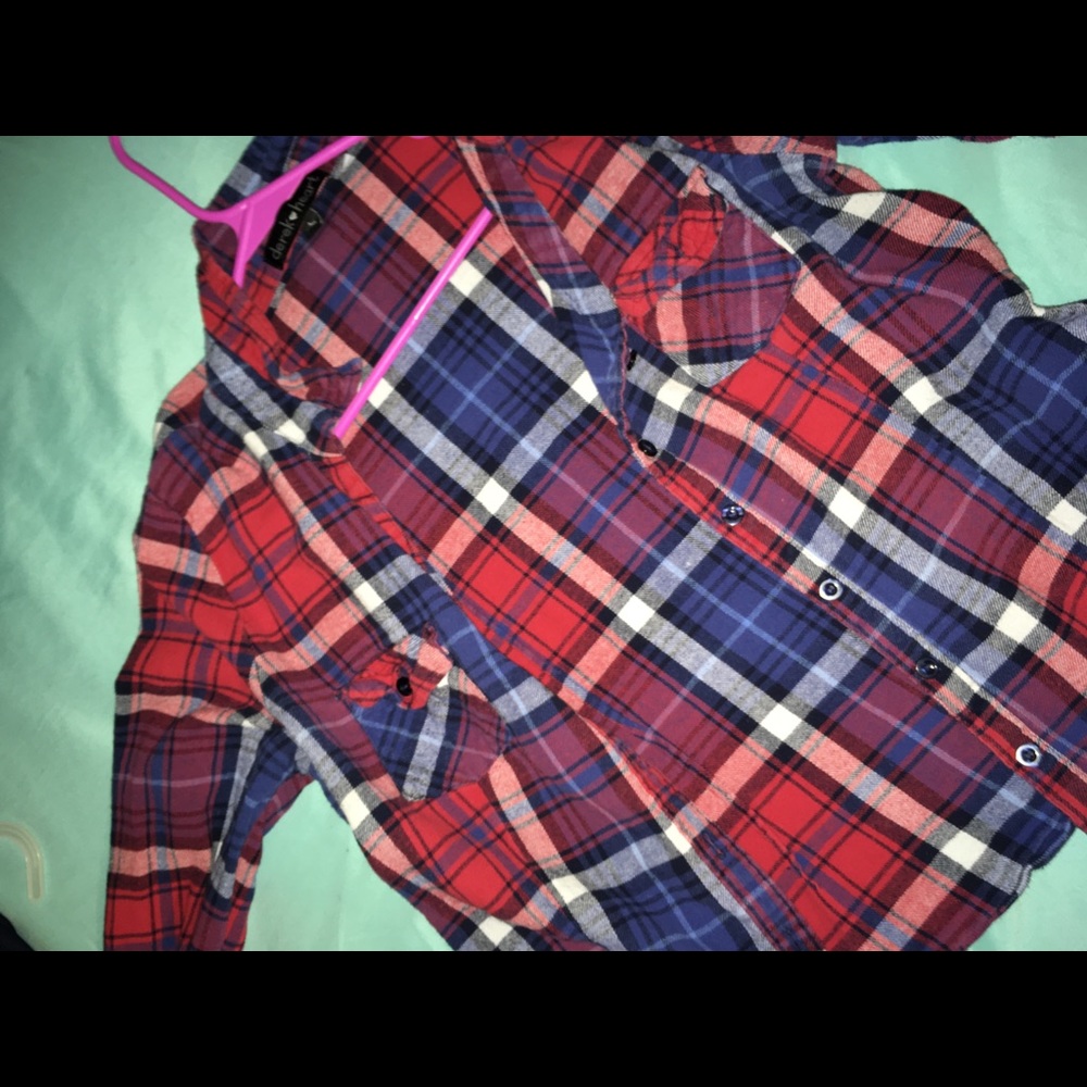Derek heart plaid long sleeve button up shirt